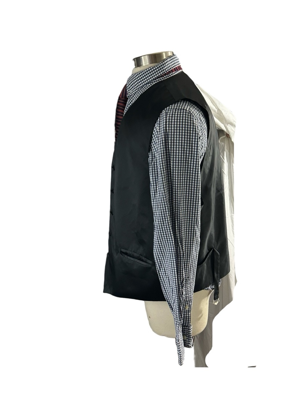 Vesuvio Napoli Mens Satin Tuxedo Vest Waistcoat Black Big & Tall Sz 3XL XXXL - Picture 5 of 14